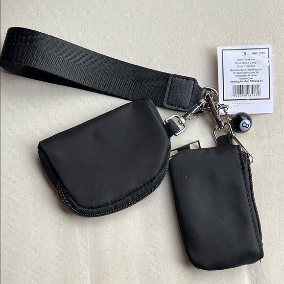 Handbags - Black Multi-Pouch Wristlet with charm